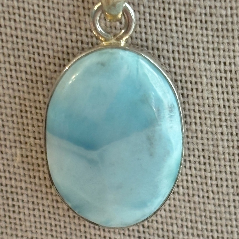 NEW Larimar Crystal Pendant Sterling Silver w/ Sterling Silver Plated Chain ~20” - Picture 6 of 7